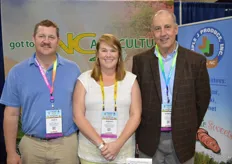 Triple J Produce represented together with the North Carolina Department of Agriculture. From left to right: Joey and Kristi Hocutt with Triple J Produce and Tommy Fleetwood with NC Department of Ag.